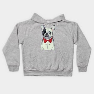 Funny Quirky Cute Black and White French Bulldog Puppy in Christmas Costume Kids Hoodie